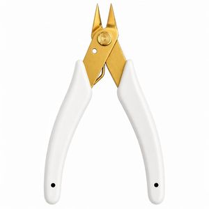 Pince à bec biseauté professionnelle avec manche blanc et doré, outil de précision pour la mise en forme et le pliage de fils, outil à main professionnel pour bijoux - Product Image 1