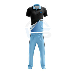 Conjunto de Uniforme de Cricket Personalizado para Hombre, Negro y Azul Claro, Poliéster Transpirable, Impresión por Sublimación, Ropa Deportiva para Equipo Adulto en Venta - Product Image 3