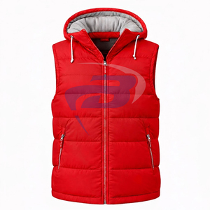 Delta |   Sigma |   Gilet matelassé Theta Sorority avec broderie personnalisée de lettres grecques, à capuche rouge, tricoté, imperméable et coupe-vent pour homme - Product Image 2