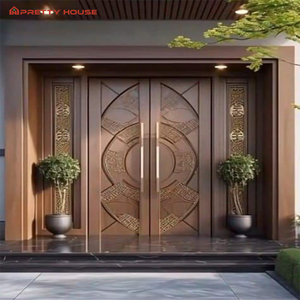 Puertas exteriores de aluminio azul modernas Cerradura Inteligente Europea con aislamiento térmico <span class=keywords><strong>Entrada</strong></span> exterior de metal - Product Image 3