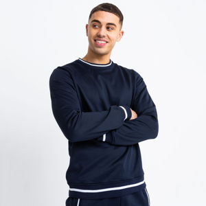 <b>Men's</b> <b>Navy</b> Blue Tracksuit Set Crew Neck Full Sleeve Solid Color Casual Wear Breathable Cotton Autumn Style Regular Fit - Product Image 6