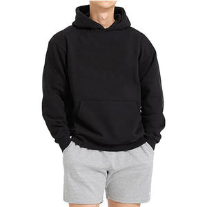 Sweat-shirt à capuche en mélange polyester/coton, polaire brossé, pull décontracté pour homme, séchage rapide, respirant, tissu personnalisable - Product Image 1