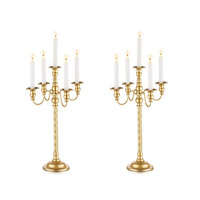 Candélabre en aluminium finition or de qualité supérieure, ornements suspendus en cristal, résistant à la chaleur, fait main, décoration de table pour mariage et Noël