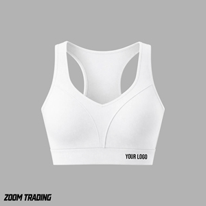 Soutien-gorge de sport pour femme à maintien élevé, sans couture, en Spandex/Nylon, avec bonnets moulés, coussinets amovibles, maille respirante et large fermeture frontale unie - Product Image 3