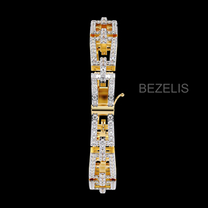Bracelet à maillons géométriques en diamant cultivé en laboratoire, or jaune 18 carats, maillons rectangulaires ouverts - Product Image 4