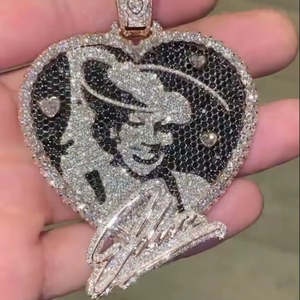 Colgante de Moissanita con Corte Brillante y Patrón Geométrico Personalizable de Plata S925 para Hombre, Chapado en Rodio/Oro, Estilo Hip-Hop, Ideal para Fiestas - Product Image 1