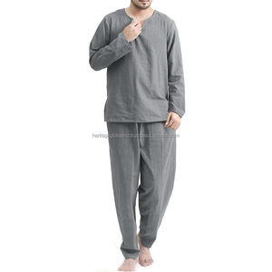 Venta al por mayor de ropa de dormir de satén liso Tallas grandes Lounge Home Wear con bolsillos Pijamas de seda de dos piezas para hombre Ropa de dormir sexy para hombre - Product Image 4