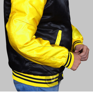 100% poliéster satén béisbol Varsity chaqueta personalizada Letterman chaqueta para hombres de talla grande - Product Image 6