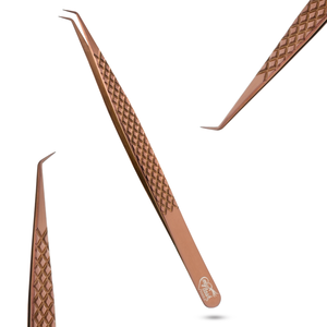 Pince à épiler professionnelle en acier inoxydable pour extensions de cils, pointe courbée et droite - Product Image 1