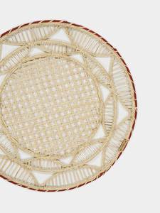 Luxury Handwoven Iraca Palm Placemat <b>Round</b> Brick Red Trim Charger <b>Mat</b> Sustainable Summer Autumn Wedding Dinner Tableware - Product Image 3