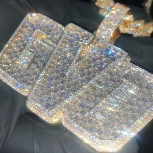 2.50Ct Round Cut Real Moissanite Customize <b>Letter</b> Pendant 14K White <b>Gold</b> Plated - Product Image 2