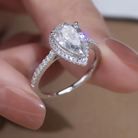 Anillo de Compromiso con Diamante Cultivado en Laboratorio, Corte Pera, para Mujer, Oro Blanco, Certificado IGI, Claridad VS-VVS, 1-6 Quilates, Estilo Lujoso
