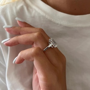 Three Stone Lab Grown <b>Diamond</b> <b>Ring</b> 7 Carat Tapered Baguette 18k White Gold Trendy Design IGI Certified VVS Clarity Women's - Product Image 2