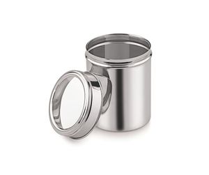 Recipiente de Almacenamiento de Cocina de Acero Inoxidable Ecológico con Acabado Espejo y Ventana Transparente, Apto para Contacto con Alimentos - Product Image 1