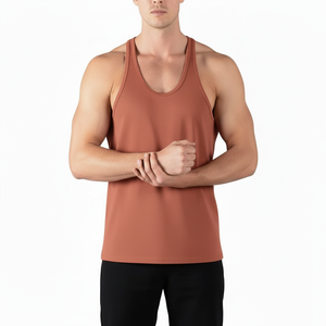 Mens Casual Sporty Gym Training Vest 100% Cotton Quick Dry Elastic Breathable <b>Running</b> Athletic Sleeveless <b>Singlet</b> Custom Vest - Product Image 5