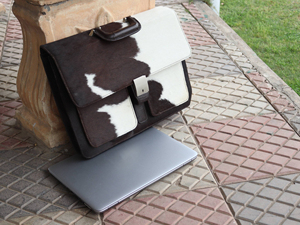 Maletín para portátil de piel con múltiples bolsillos y costuras reforzadas, nuevo diseño de moda en piel de vaca con logotipo. - Product Image 5