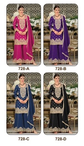 Salwar Kameez Noir Brodé pour Femme, Tenue Traditionnelle Indienne et Pakistanaise pour Mariage, Longueur au Sol, Coupe Classique - Product Image 4