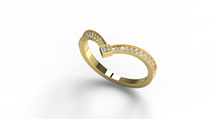 Bague en or plaqué 18K 14K avec diamant de laboratoire taille princesse et taille brillant rond, bague en V, bague de mariage incurvée empilable pour femme - Product Image 2