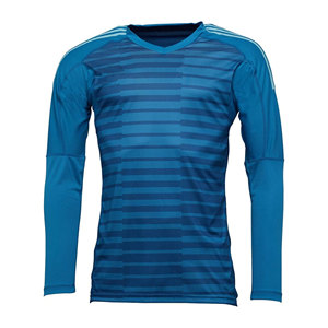 Camiseta de Fútbol de Manga Larga con Cuello en V para Hombre, a Rayas Azules, Absorbente de Humedad, Ajuste Atlético, Manga Completa, Ropa de Portero - Product Image 1