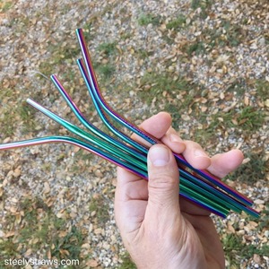 Ensemble de pailles réutilisables en métal coloré, pailles en acier inoxydable avec pochette de rangement de voyage - Product Image 2