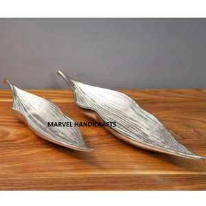 Juego de Bandejas Decorativas de Lujo con Hojas Plateadas, Plato de Metal con Hojas, Centro de Mesa Hecho a Mano, Organizador de Frutas y Bocadillos, Decoración para Mesa del Hogar - Product Image 3