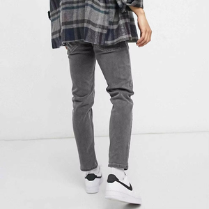 Pure Denim Light Wash Casual Solid Custom Logo Straight-leg <b>Jeans</b> <b>Men</b> with Button Wholesale - Product Image 2
