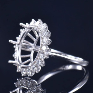 แหวนเงินแท้ 925 ชุบทอง 18K รูปไข่ แบบเซมิเม้าท์ สำหรับใส่พลอย ประดับเพชร CZ สำหรับผู้หญิง ขายส่งเครื่องประดับคุณภาพสูง สินค้ามาใหม่ - Product Image 4