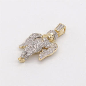 Luxury Angel Pendant With VVS Moissanite Diamonds In Yellow Gold Finish - Product Image 1