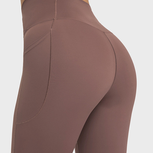 Breathable Gym Workout <b>Leggings</b> Yoga Pants Sportswear Manufacturer High Waist Breathable Thin Knitted Velour Solid Vintage Style - Product Image 5