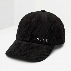 Casquette de baseball OEM personnalisée à 6 panneaux en velours côtelé, broderie plate, non structurée, visière pré-courbée, faible MOQ, fournisseur ODM - Product Image 3