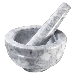 Mortero y pilón de mármol blanco de boca ancha para venta, herramienta para triturar especias, estilo tradicional, mortero y pilón de ónix. - Product Image 5