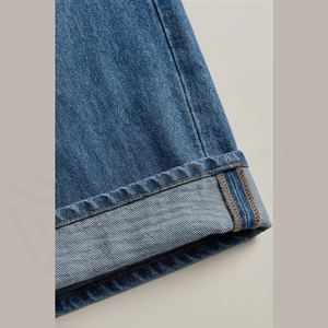 Jean en denim taille haute à jambe large pour homme, en coton délavé, coupe décontractée, style automne - Product Image 5