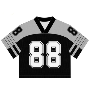 Maillot de football américain personnalisé unisexe à col en V, manches courtes, en polyester anti-humidité, numéro 88, logo frontal en sergé. - Product Image 4