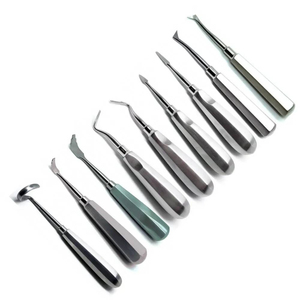 Ensemble de 3 élévateurs dentaires luxateurs à manche hexagonal en acier inoxydable, élévateurs radiaux courbés Clareador, approuvés CE - Product Image 3