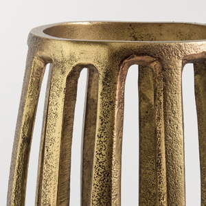 Porte-bougie en aluminium doré moulé, finition antique dorée, lot de 3 pièces - Product Image 2
