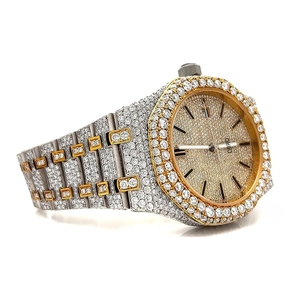 Reloj Mecánico de Lujo con Incrustaciones de Moissanita, Esfera Redonda de Acero Inoxidable, Cierre Oculto, Correa de 20 mm para Hombre - Product Image 1