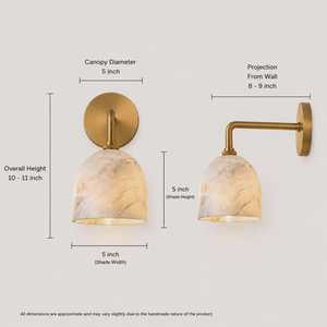 Modern Marble Wall Sconce Round Brass Finish Indoor Lighting Fixture for Hallway Home Decor - Product Image 2