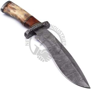 Brand New Edition Handmade 13" Damascus Steel Outdoor Hunting <b>Knife</b> w/Wood <b>Bone</b> <b>Handle</b> Professional Fixed Blade Survival <b>Knife</b> - Product Image 2