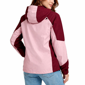 Custom Logo Women’s <b>Pink</b> Color Block Hooded Windbreaker Men's <b>Jackets</b> OEM Private Label Lightweight Outdoor Coat for Wholesale - Product Image 3