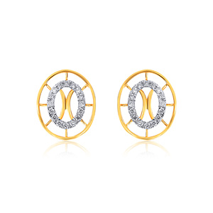 Boucles d'oreilles clous en or jaune 14 carats pour femmes, diamants de laboratoire couleur G, taille brillant rond, design minimaliste, pour usage quotidien - Product Image 1