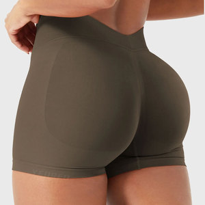Shorts de sport personnalisés avec logo, couleur unie, respirants, séchage rapide, pour femme, taille mi-haute, taille élastique, en polyester tricoté - Product Image 3