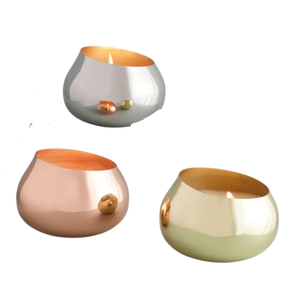 Ensemble de porte-bougies modernes en métal, coupelles rondes pour bougies chauffe-plat, pots à bougies en métal doré, bougies métalliques rondes, décoration d'intérieur - Product Image 1