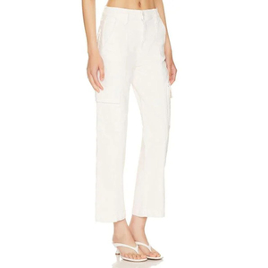 Pantalones cargo blancos de talla grande, pantalones cargo largos, pantalones de moda con múltiples bolsillos, pantalones cargo vaqueros para mujer, servicio OEM personalizado - Product Image 4