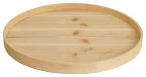 Natural <b>Pine</b> Wood Round Serving Tray Raised Outer Rim Minimalist Light Finish <b>Coffee</b> <b>Table</b> Food Storage Platter - Product Image 5