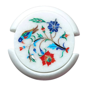 2025 Top vente marbre pierre Table décor sous-verres ensemble de 4 avec support nouveau Design prix de gros ustensiles de cuisine café sous-verre - Product Image 5