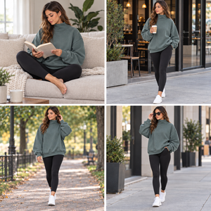 Sweat-shirt en molleton à col cheminée pour femme, chaud, hiver, personnalisable, vente en gros - Product Image 3