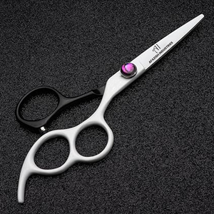 Tijeras de peluquero de acero inoxidable recubiertas Titanio Negro Blanco Cómoda herramienta de corte de cabello de 3 dedos con tres anillos Herramienta de belleza - Product Image 2