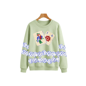 Sweat-shirt rose décontracté pour femme à col rond avec broderies thème Rodeo Derby et motifs équestres, coupe ample et respirante, vente en gros - Product Image 3