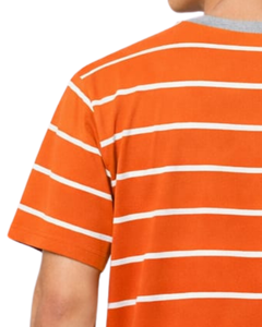 Camiseta Personalizada para Hombre con Rayas Naranjas, Cuello Redondo, Manga Corta, Estilo Casual de Verano, Fabricante y Proveedor OEM - Product Image 6