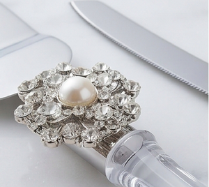 Best Quality Silver Stainless Steel Cake Server Knife Cutlery <b>Set</b> With Acrylic Handle Perfect Wedding Dessert Serving And Home - Product Image 2